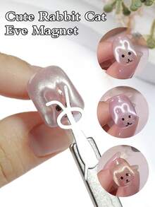 New Rabbit Bear Cat Eye Magnet Stick Set Nail Art Tools Small Iron Piece Magnet Stick For Magnetic Polish Effects Nail Cute Fold Ear Rabbit Shaped Multifunctional Manicure Tools,Nail Supplies,Nail Tools,Nail Art Tools,Back To School,Nails,Nail Tools For Press On Nails - Multicolor - View 2