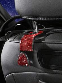 1 pieza Gancho colgador de automóvil con incrustaciones de diamantes para asiento trasero, accesorios creativos ocultos - Negro - Ver 16
