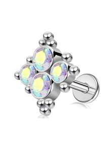 1 pieza Anillo para el labio con gota de agua con rhinestone, joyería para perforaciones en la oreja, Ashley Maduro Medusa, material hipoalergénico de acero inoxidable 316L, diseño de espalda plana con rosca interna, apto para uso diario, fiesta, cita, regalo para novia, amigas, estudiantes, madres - Multicolor - Ver 18