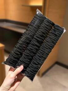500/400/300/200/100入黑色簡約髮圈，高彈性髮圈，百搭休閒風，女性髮飾 - 黑色 - 查看 7