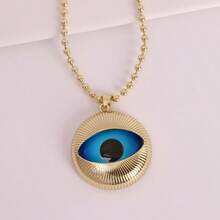 1pc Fashion Round Turkish Evil Eyes Pendant Necklace For Women Men Jewelry Gold Color Bead Chains Necklaces Gifts ﻿