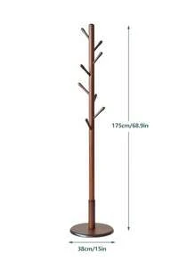 LKZ Solid Wood Coat Rack, Free Standing Tree-Shaped Coat Rack With 8 Hooks, Max Load 40kg, Suitable For Hats, Bags, Clothes And Scarves, Can Be Placed In Bedroom, Living Room, Office And Entryway - Brown - View 3