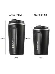 1pc 380ML Reusable Stainless Steel Coffee Cup, Portable Travel Mug, Leak-Proof Insulated Water Bottle For Office & Car Back To School