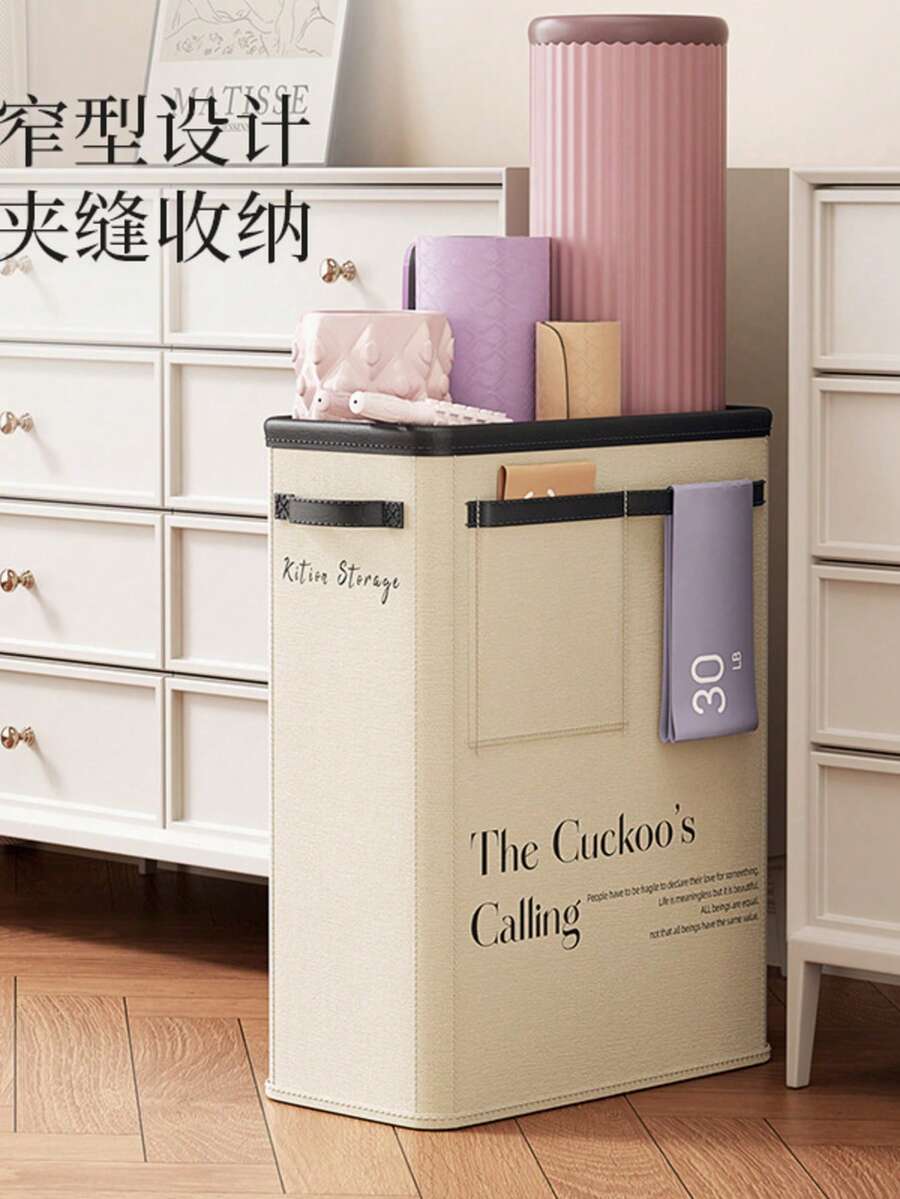 Yoga Mat Storage With Sports Equipment Storage Basket, Exercise Equipment Storage, Foldable Washable Fabric Yoga Bucket