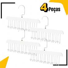 Multipurpose Hanger Kit With 8 Hooks For Clothes Ties Bras Necklaces Wood Compact - White - View 9
