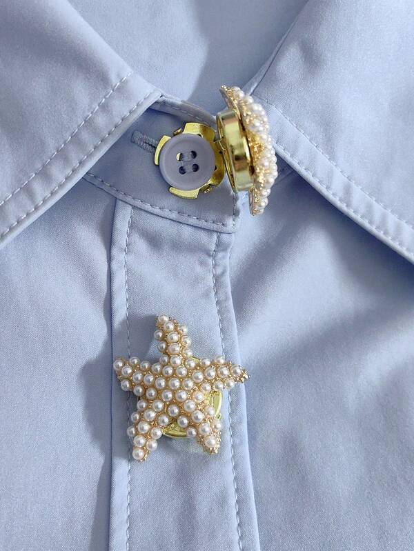 2pcs Button Cover For Shirt Starfish Shape Cufflinks Covers Flower Sleeve Button Clip On Button For Dress Wedding Tux Decoration Button Clothing Accessories Gifts