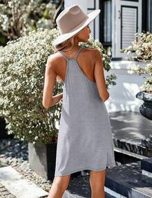 Women's Racerback Sleeveless Nightgown, Sleepwear - Grey - View 5