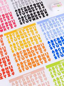 8 Sheets/Pack Vitality Alphabet Series Stickers, Gradient English Alphabet Pattern Design Handbook DIY Album Decoration Stickers, Gifts For Friends