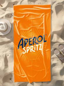 1pc Aperol Spritz Orange Beach Towel - Oversized Sand-Free Quick-Dry Microfiber Towel With Bold Logo & Radiating Lines Design For Travel, Pool, Beach | Ideal Gift For Outdoor Enthusiasts, Travel Accessory, Stylish Beachwear