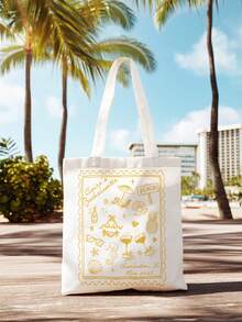 1 Custom Canvas Tote Bag, Beach Bag, Seaside Bridal Party Gift, Nautical Beach Bridal Bag, Cocktail Party Gift, Foldable Canvas Bag, Unique, Lightweight, Large Capacity, Casual, And Stylish, Suitable As A Tote Bag, Shoulder Bag, Casual Bag, And Shopping Bag. - Multicolor - View 5