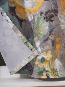 1pc Impression Painting Print Table Skirt, Kitchen Curtain, Room Divider, Japanese Style Cloth Curtain For All Seasons, Cabinet, Bathroom Sink Half Curtain, Decorative Curtain No Drill Required