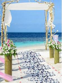 50/100/500pcs Silk Rose Petals, Satin Fabric Wedding Aisle Decorations For Cake Table/Flower Girl Basket/Bridal Shower, Romantic Bedding Scatter Flowers (4cm Bowl Shape, Burgundy Cream Mix)