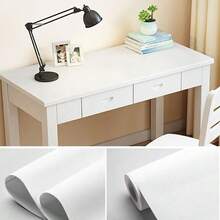 1卷哑光白色自粘可移除PVC壁纸，防水，可水洗，适用于橱柜和墙壁装饰保护膜 - 白色 - 查看 2