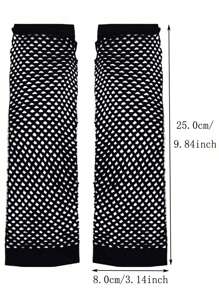 1 Pair Women Long Fingerless Fishnet Gloves, 80s Party/Halloween Party Decor