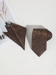 2pcs/Set Men's Fashion Floral & Ditsy Print Tie And Handkerchief Set, Suitable For Hosting Weddings, Galas, Festivals, Business Occasions - A - View 8