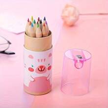 12 Colors Mechanical Pencil Set With Built-In Sharpener, Cute Panda Themed Colored Pencils With Wooden Stand And Sharpener - Great For Students, Artists, And Party Decorations, Party Supplies | Back To School, School Opening Gifts, Fun Design | Wooden Stand, Pencil Organizer, Birthday Gift - Christmas Gift - Easter Gift - Valentine's Day Gift - Perfect Gift