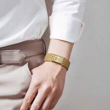 BERNY Men's Golden Stainless Steel Business Quartz Watch-Square Dial With Date Indicator,30M Water-Resistant,Luxurious & Minimalist,Ideal For Business & Casual Occasions - 金色 - 查看 2