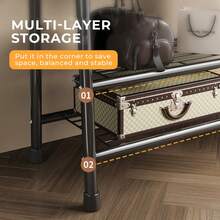 重型双层衣杆储物架服装货架悬挂式展示架黑色衣橱架返校 - 黑色 - 查看 7