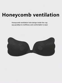 新款 Lala 女神天使翅膀带肩带隐形硅胶胸贴聚拢文胸拉拉内衣胸贴 - 黑色 - 查看 3