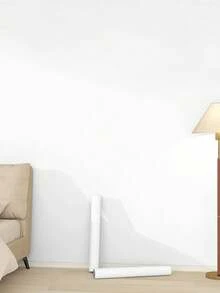 1 Roll White Faux Diatom Mud Solid Color Self-Adhesive Wallpaper, Thickened, Nordic Style, Seamless Splicing, Used For Bedroom, Living Room, Full House,Renovation Stickers Peel Wall Panels,Wall Paper, Wallpapers,Spring Decoration Items Refresh Your Home,Rama Decoration Stickers Gifts Birthday Graduation