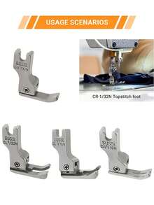 4pcs/Set Narrow Foot Presser Set, Suitable For Knits And Lightweight Fabrics - Sewing Machine Accessories With Left/Right Edge Guides - Silver - View 7