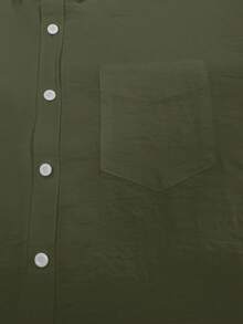 Áo sơ mi nam thời trang thường ngày, cổ bẻ cài nút toàn bộ phía trước, màu trơn, vải mát mẻ và thoải mái, thân thiện với da, thích hợp mặc ở nhà, đi làm hoặc ngoài trời, áo nam đơn giản, thanh lịch, đa năng - xanh quân đội - Xem 5