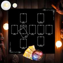 1pc Black Tablecover Mystical Card Reading Card Game Decorative Tablecloth, Party Decorative Cloth, Card Game Decorative Mat, Home Decorations