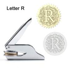 1 件不锈钢压花印章，巴洛克风格 26 个字母 A-Z 首字母系列，带花卉图案，手持式图书馆印章，首字母压花印章，婚礼压花印章，纸质压花印章，适用于书籍、信封、婚礼请柬和图书馆材料学校用品，返校