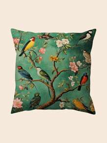 1pc Exotic Bird Style Pillow Cover, 18"X18", Zipper Design, Washable, Suitable For Sofa, Living Room, Bedroom And Office Decorative Pillows (Pillow Insert Not Included)