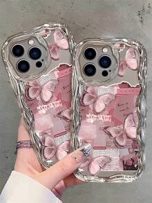Dreamy Pink Butterfly Phone Case Suitable For 17,  16, 15, 14, 13, 12, 11, PRO MAX,  X, XS, Air,  PLUS, - 彩色 - 查看 2