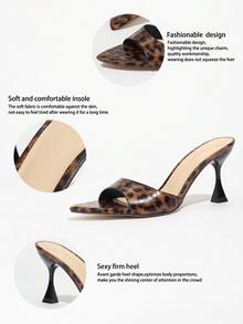 Jin Bei Qi 女士性感高跟鞋，尖头细高跟鞋，镜面闪亮，豹纹印花和彩色面料，优雅穆勒鞋，适合春夏派对、婚礼、社交活动