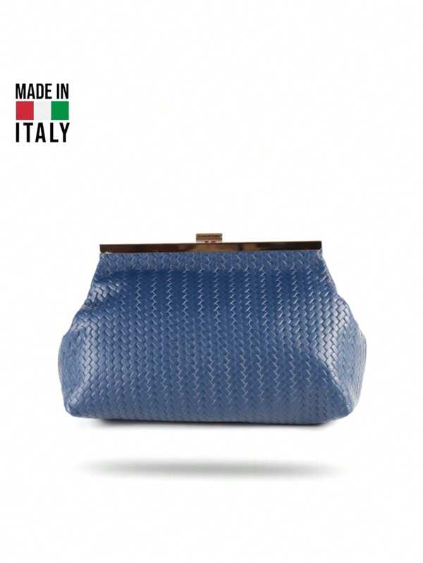 Embrague de mujer 100% hecho a mano en Italia, de piel de becerro genuina y de alta calidad con cadena metálica