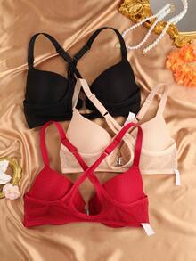 3 pezzi Reggiseni sportivi con chiusura anteriore per donna, con ferretto push-up per evitare cedimenti, lingerie estiva