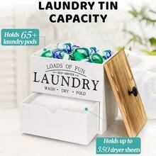 Dryer Sheet Storage Container, Laundry Box Storage Box, Dryer Sheet Holder With Lid And Drawer, Laundry Detergent Dispenser, Laundry Room Organizer, Storage And Organization, Room Decoration - Black Line Terms - View 11