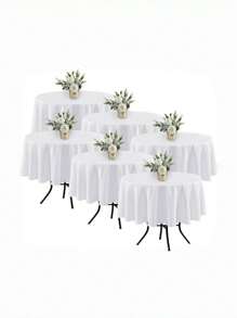 1 Piece White 90-Inch Round Tablecloth: Wrinkle-Resistant And Washable Banquet Tablecloth; Spill-Proof High-Density Fabric Tablecloth Suitable For Wedding Events And Daily Household Use.
