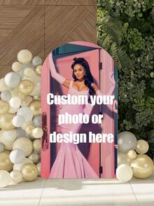 Personalized Spandex Arch Cover - Custom Arch Backdrop Cover Fit Round Top Backdrop Frame Stand, Arch Backdrop Cover For Birthday, Theme Party, Wedding,Multiple Size Options - Multicolor - View 2