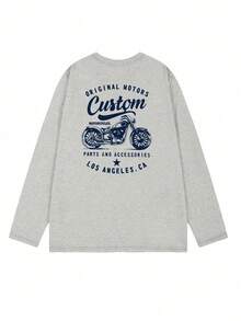 女士休闲英文文字印花薄款长袖T恤，百搭秋冬