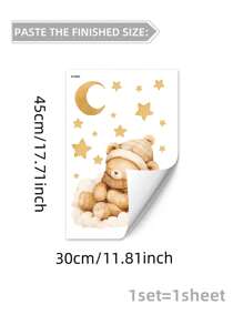 1 pièce Autocollant mural en PVC, Autocollant mural imperméable à l'impression d'ours de bande dessinée pour la décoration de la maison, autocollants, autocollant mural, décalcomanie vinyle pour les décorations de la maison, éléments de décoration de printemps pour rafraîchir votre maison, autocollants de décoration de fête, cadeaux d'anniversaire, de remise de diplôme