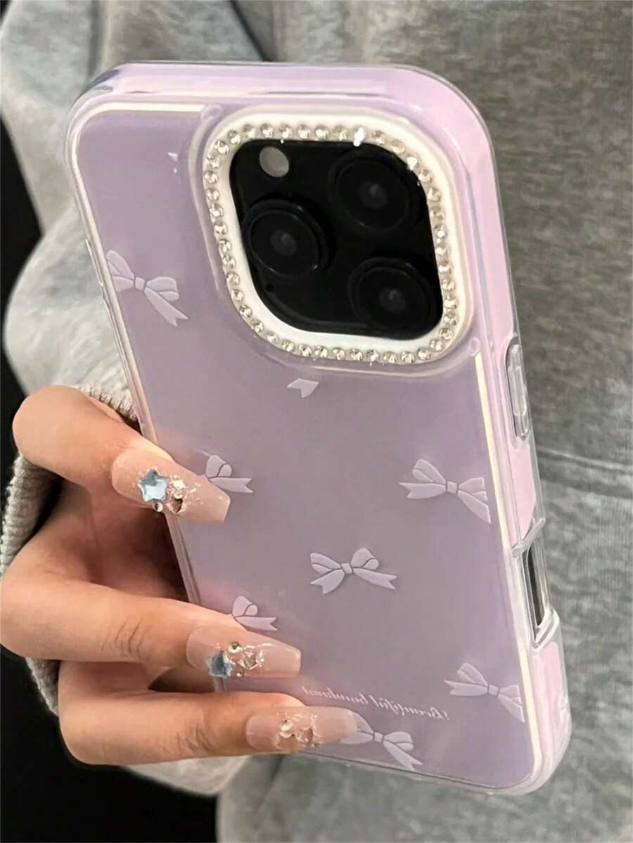 奢华水钻镜头蝴蝶结手机壳适用于 17 16 15 14 Promax 13 奢华时尚闪亮保护后盖