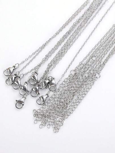 10pcs Stainless Steel Chains Necklace Silver Color Link Chains For DIY Jewelry Findings Accessories