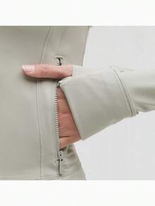 Define Cropped Jacket Nulu-For Yoga Gym Running-Sweat-Wicking-Yoga-All Seasons Sport-Spring/Summer-Autumn/Winter-Back To School - Jade Grey - View 5