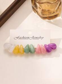 10-50pcs/Set Fashion Dopamine Colorful Water Drop Shaped Earring Sets, Lightweight Material, No Burden, Suitable For Women's Daily Wear