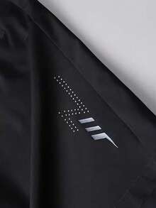 Men's Sporty And Casual Loose Quick-Drying Shorts, With Reflective Strip Design, Pocket, Zipper And Drawstring At The Waist, Suitable For Fitness, Running And Outdoor Activities