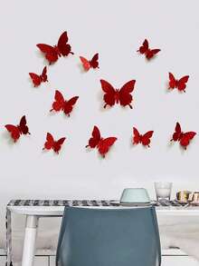 12片装3D蝴蝶墙贴，客厅卧室墙面装饰，贴纸，墙贴，乙烯基贴纸，家居装饰，春季装饰，为您的家增添活力，节日装饰贴纸，生日毕业礼物，派对用品，墙面装饰，贴纸，墙贴，房间装饰，家居装饰