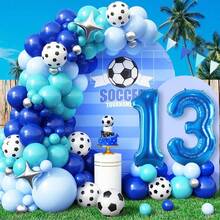 1 set de globos numerados de 32 pulgadas con temática de fútbol (5, 6, 7, 8, 9, 10, 11, 13 o edades), globos azul marino adecuados para partidos deportivos, cumpleaños, vacaciones, decoración de fiestas, decoración de arco - Multicolor - Ver 10