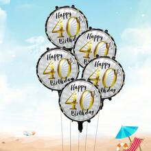 5pcs Black & Gold Foil Balloons - 18 Inches Round Digit, Suitable For 21st, 30th, 40th, 50th, 60th Birthday Celebration - Perfect For Party Decoration, Anniversary, Birthday Party - Multicolor - View 11