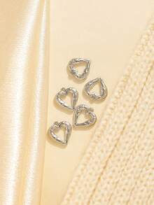 5件/包 304 不锈钢空心心形浮雕 DIY 珠宝配件 - 鏤空愛心配件 - 查看 5