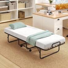 Lifezeal Folding Bed With Mattress 74" X 31" Cot Size Rolling Guest Bed Space Saving - White - View 4