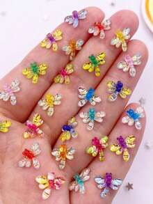 40 件混合树脂彩色迷你可爱闪光水晶蜻蜓平底水钻贴花装饰 DIY 婚礼艺术剪贴簿珠宝工艺品配件