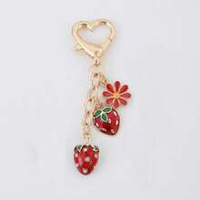 1pc Lovely Cartoon 3D Strawberry Keychains Fruits Keyring Handbag Pendants Backpack For School Fruit - Multicolor - View 9